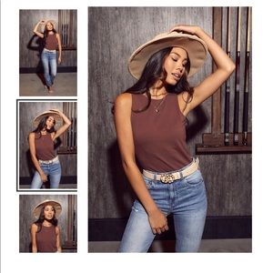 Super soft and stretchy Cole High Neck Bodysuit Cocoa brown NWT w crotch…